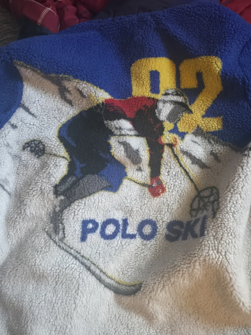 Polo by Ralph Lauren Royal Blue Fleece Ski Jacket with Yellow Pocket